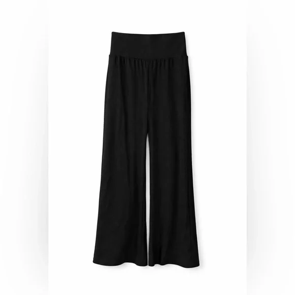 Skinnify Wide Leg Ribbed Pants XS Black Resistance Band Stretch EUC - Picture 4 of 4